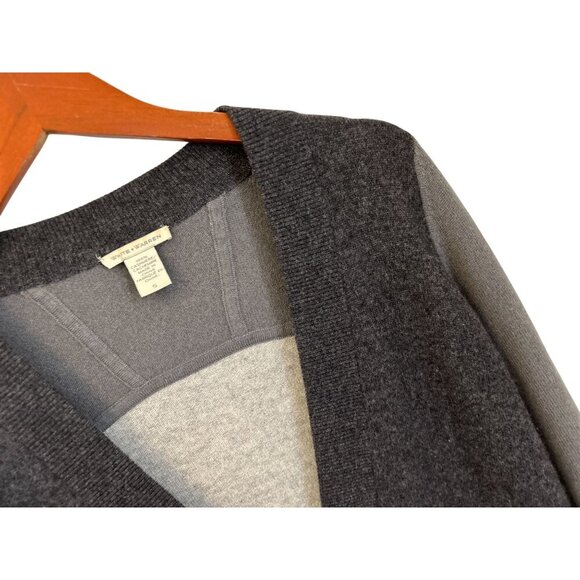 White + Warren 100% Cashmere Two-Tone Gray Cardigan Sweater With Snap Buttons - Picture 5 of 9